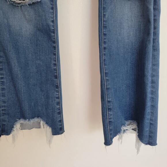 Madewell Cali Demi Boot Jeans Cropped Bronson Destructed Chewed Hem Women 24 - Picture 6 of 12